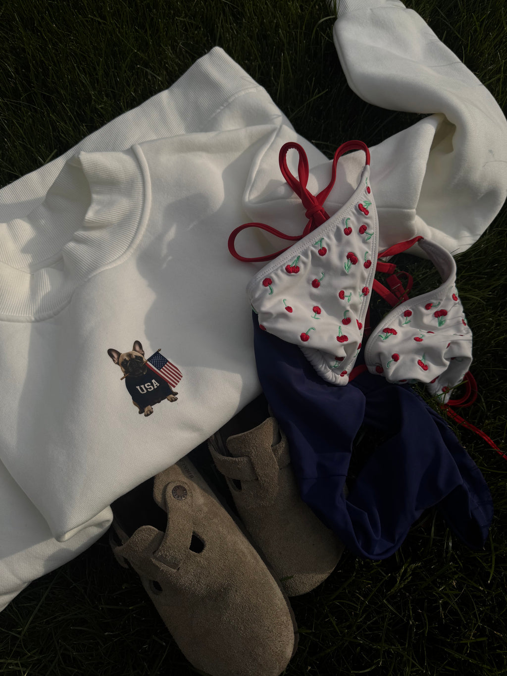 USA Frenchie White Mockneck