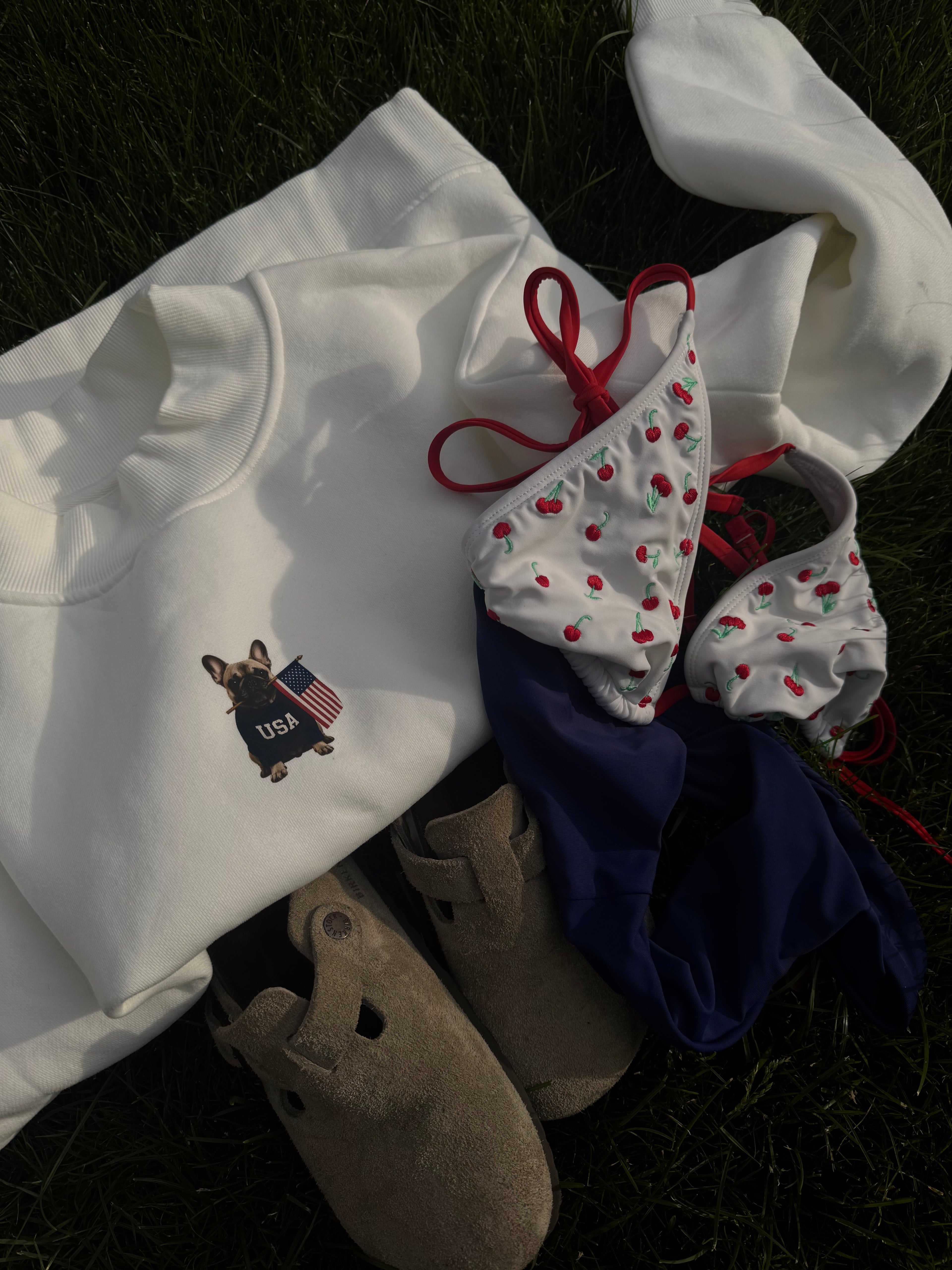 USA Frenchie White Mockneck